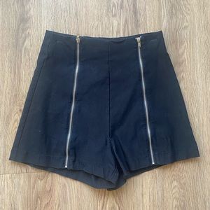 FOREVER21 BLACK BODYCON SHORTS WITH ZIPPER DETAIL